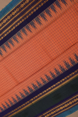 Image of Gadwal Cotton Peach Saree