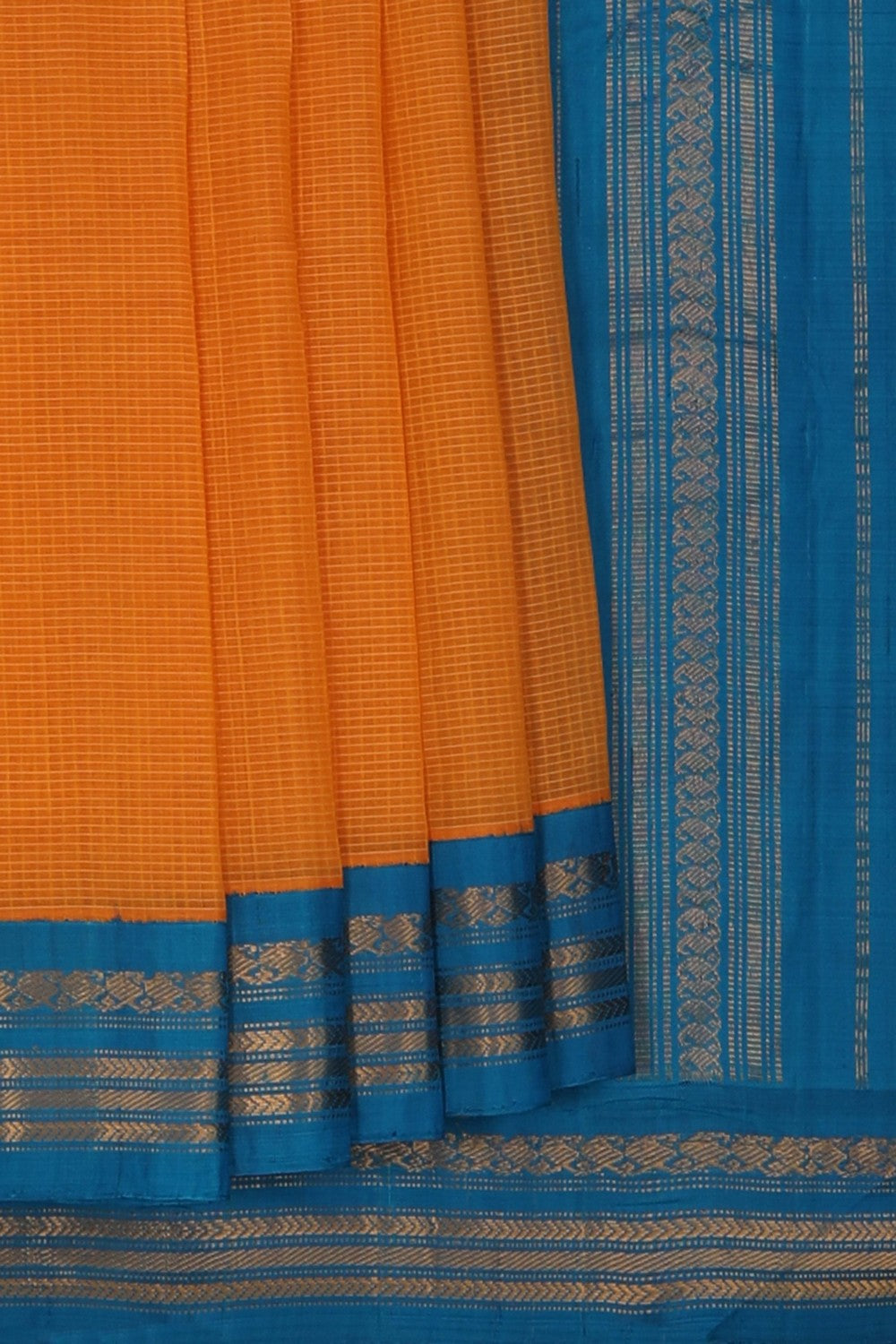 Image of Gadwal Cotton Yellow Saree
