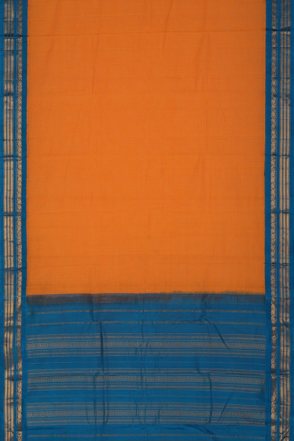 Image of Gadwal Cotton Yellow Saree