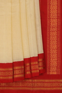 Image of Gadwal Cotton Cream Saree
