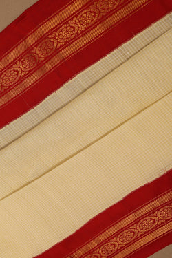Image of Gadwal Cotton Cream Saree