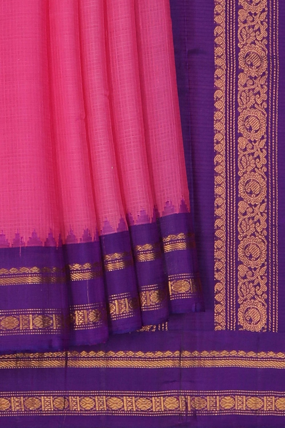 Image of Gadwal Cotton Pink Saree