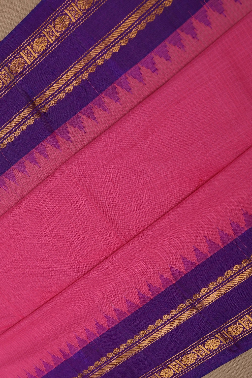 Image of Gadwal Cotton Pink Saree