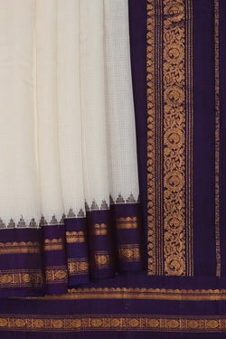 Image of Gadwal Cotton White Saree