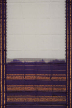 Image of Gadwal Cotton White Saree