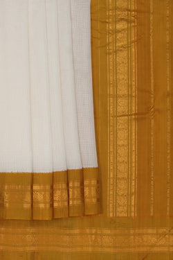 Image of Gadwal Cotton White Saree