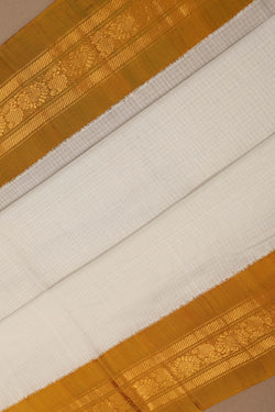 Image of Gadwal Cotton White Saree