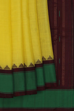 Image of Gadwal Cotton Yellow Saree