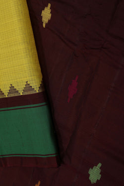 Image of Gadwal Cotton Yellow Saree