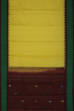 Image of Gadwal Cotton Yellow Saree