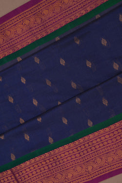 Image of Gadwal Peacock Blue Saree