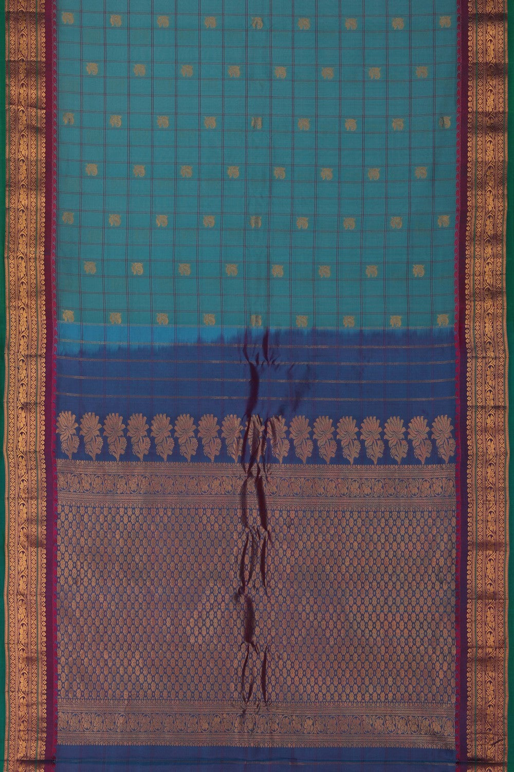 Image of Gadwal Cotton Silk Blue Saree