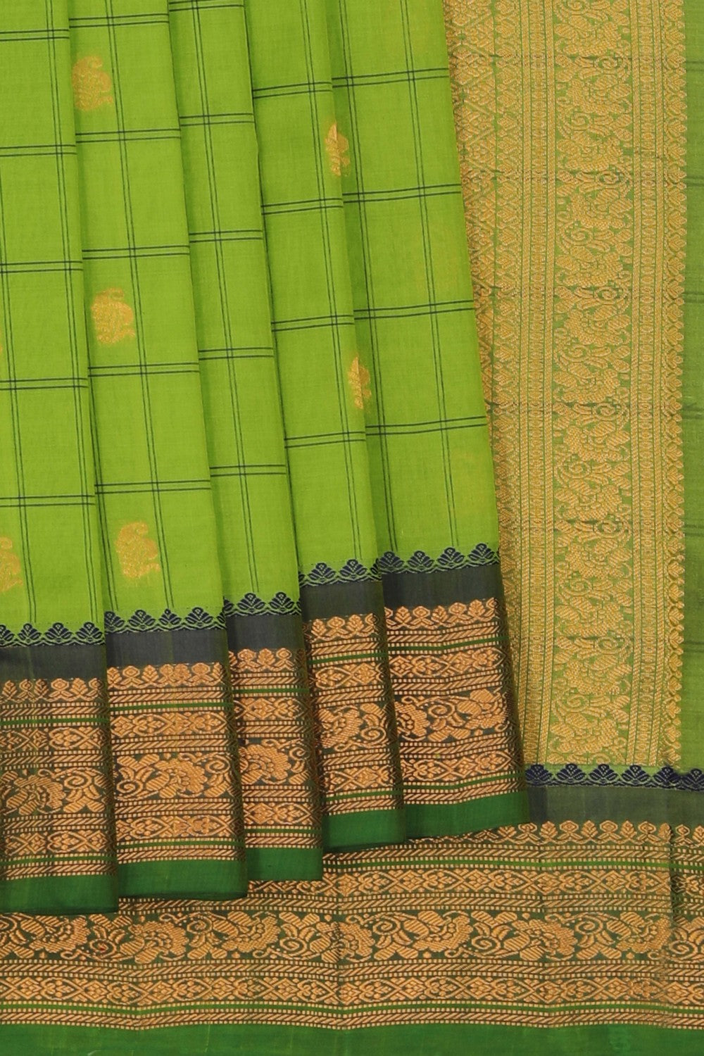 Gadwal Cotton Silk Green Saree