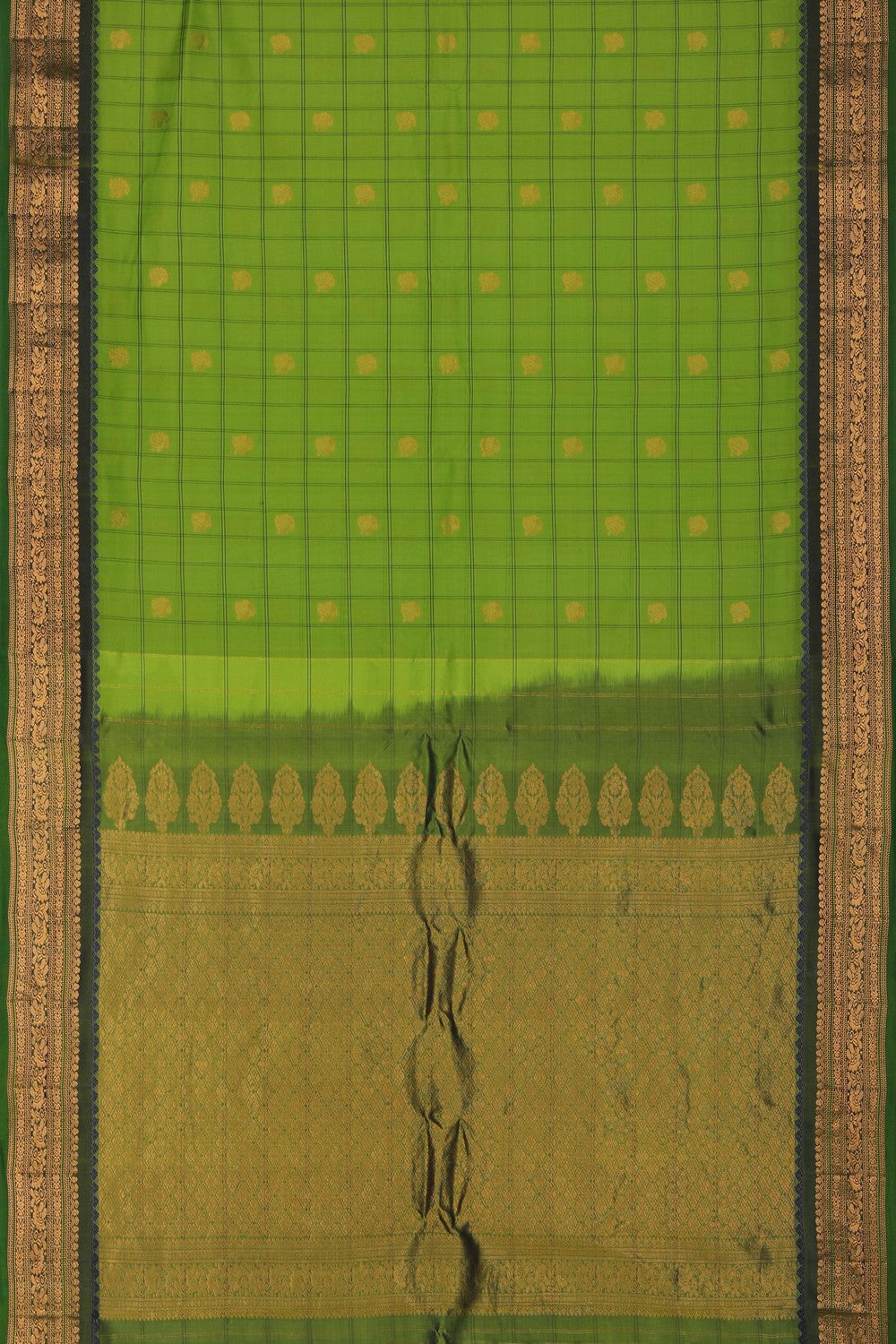 Image of Gadwal Cotton Silk Green Saree