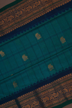 Image of Gadwal Cotton Silk Blue Saree