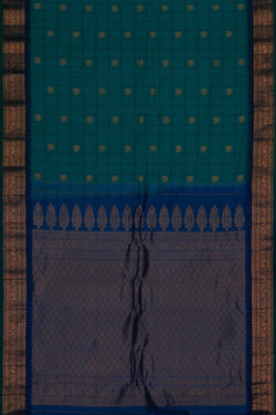 Image of Gadwal Cotton Silk Blue Saree