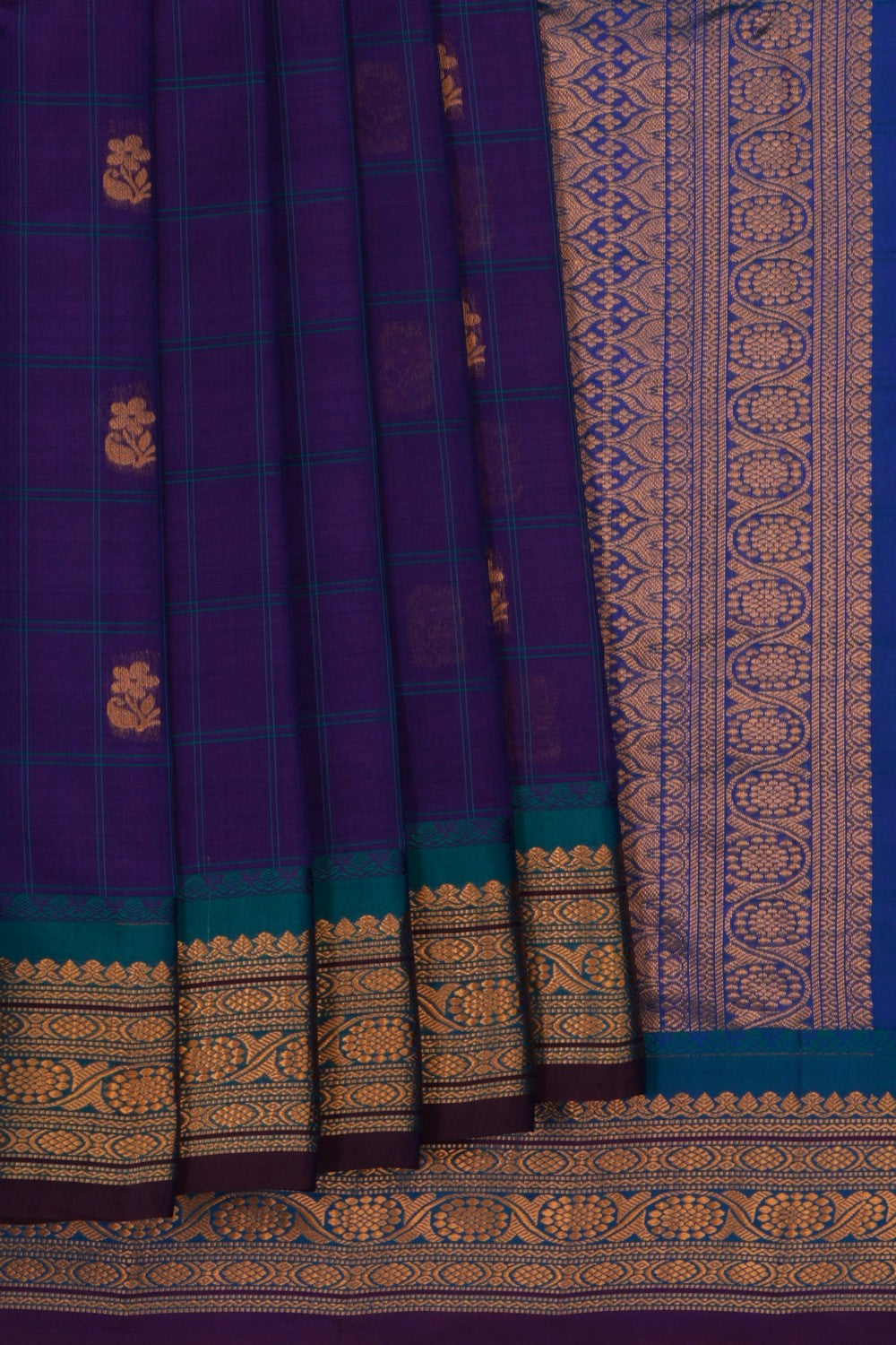 Image of Gadwal Cotton Silk Purple Saree