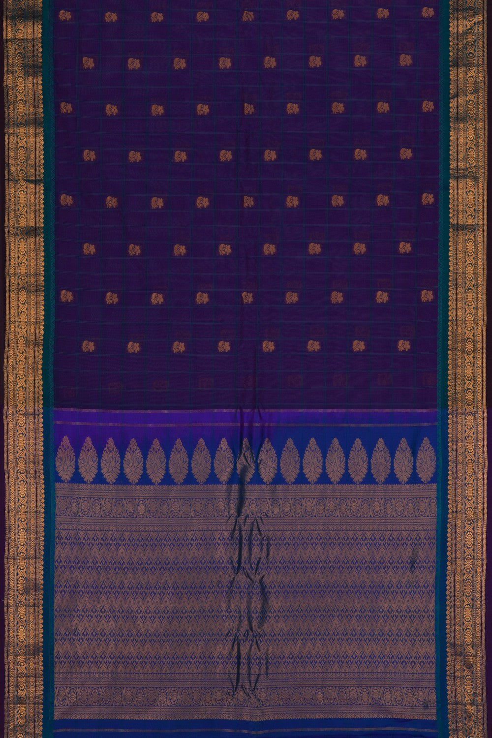 Image of Gadwal Cotton Silk Purple Saree