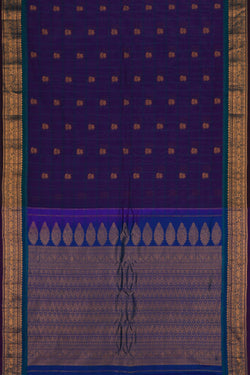 Image of Gadwal Cotton Silk Purple Saree