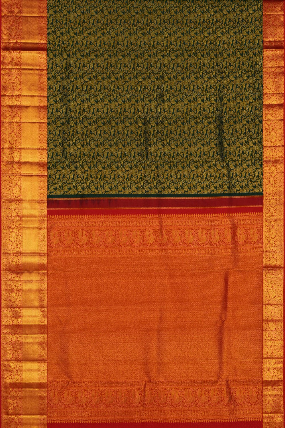 Image of Kanchipattu Brocade Bottle Green Saree