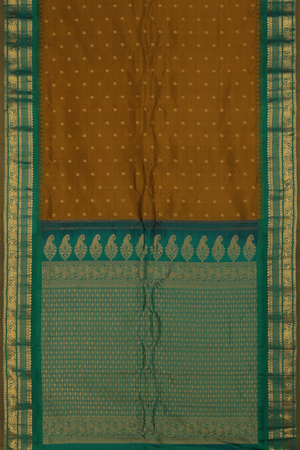 Image of Gadwal Silk Brown Saree