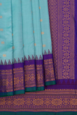 Image of Gadwal Silk Ice Blue Saree