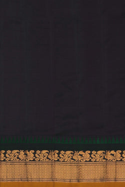 Image of Gadwal Silk Fenugreek Mustard Saree