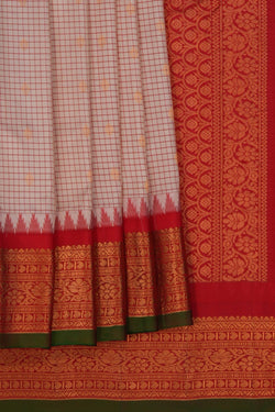 Image of Gadwal Silk Off-White Saree