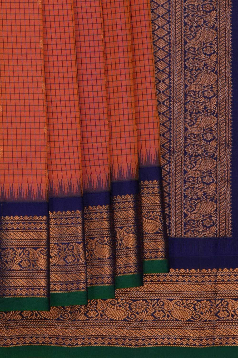 Image of Gadwal Silk Kattam Pink Saree