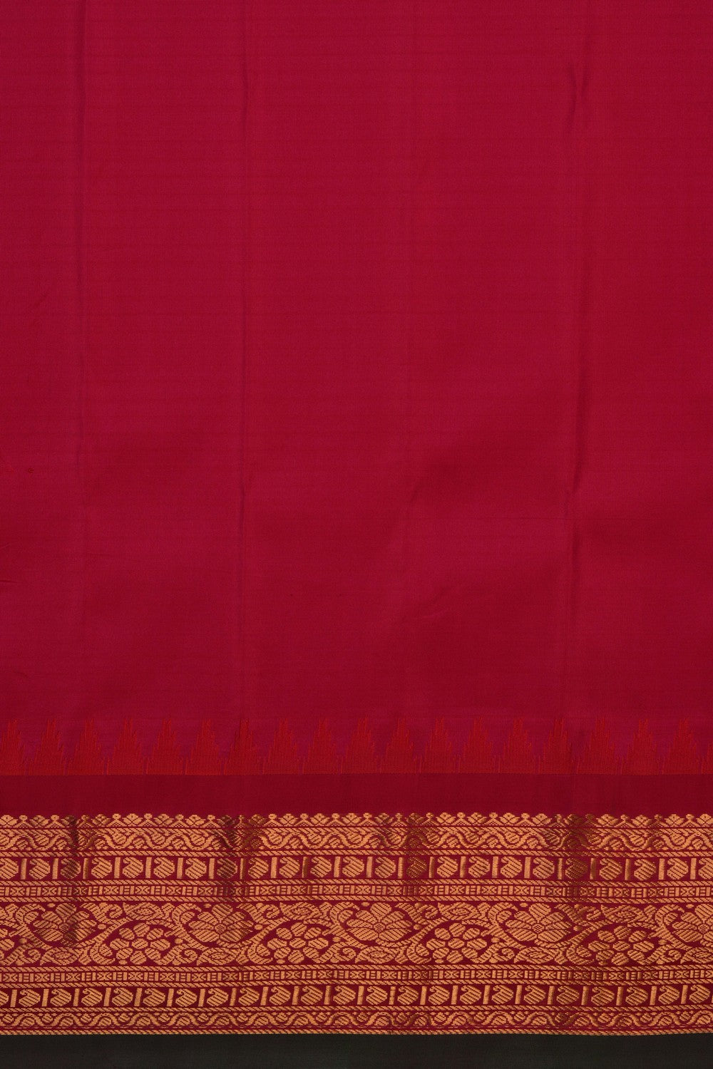 Image of Gadwal Silk Kattam Brown Saree