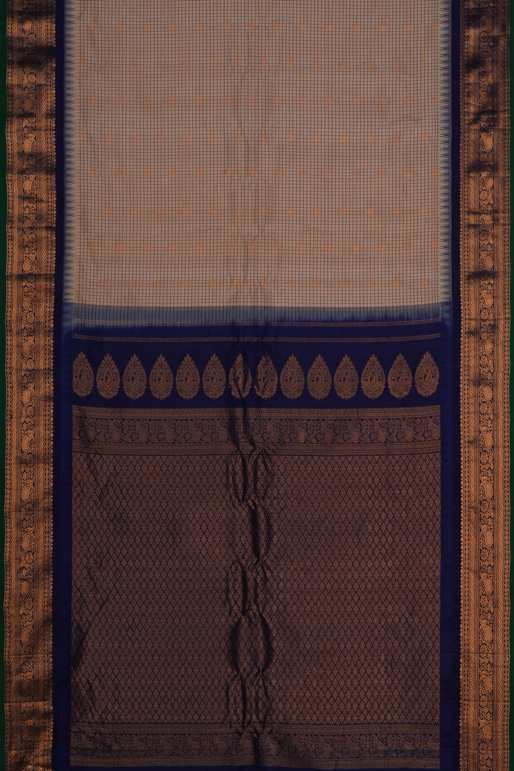 Image of Gadwal Silk Kattam Beige Saree