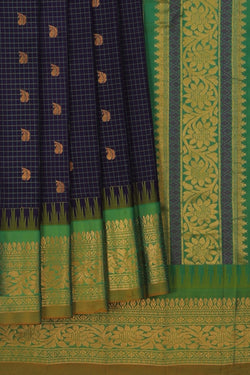 Image of Gadwal Silk Navy Blue Saree