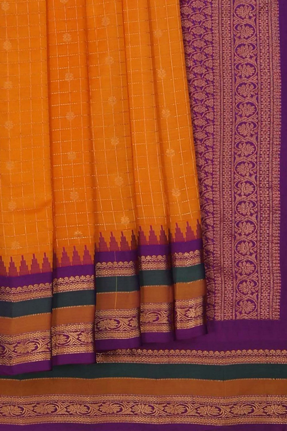 Image of Gadwal Silk Orange Saree