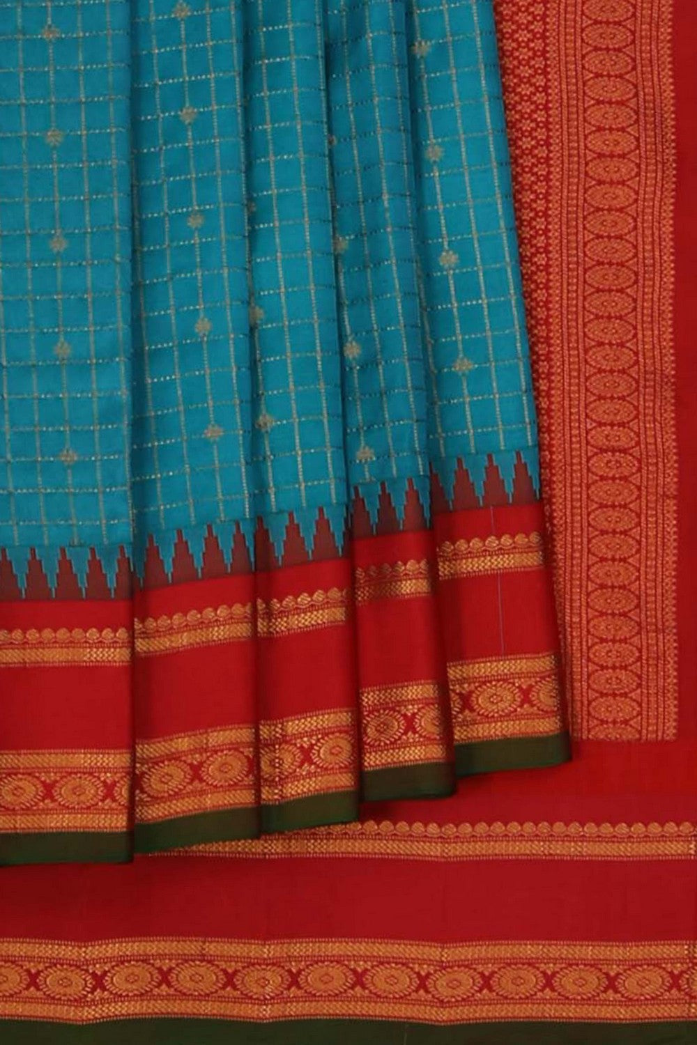 Image of Gadwal Silk Blue Saree
