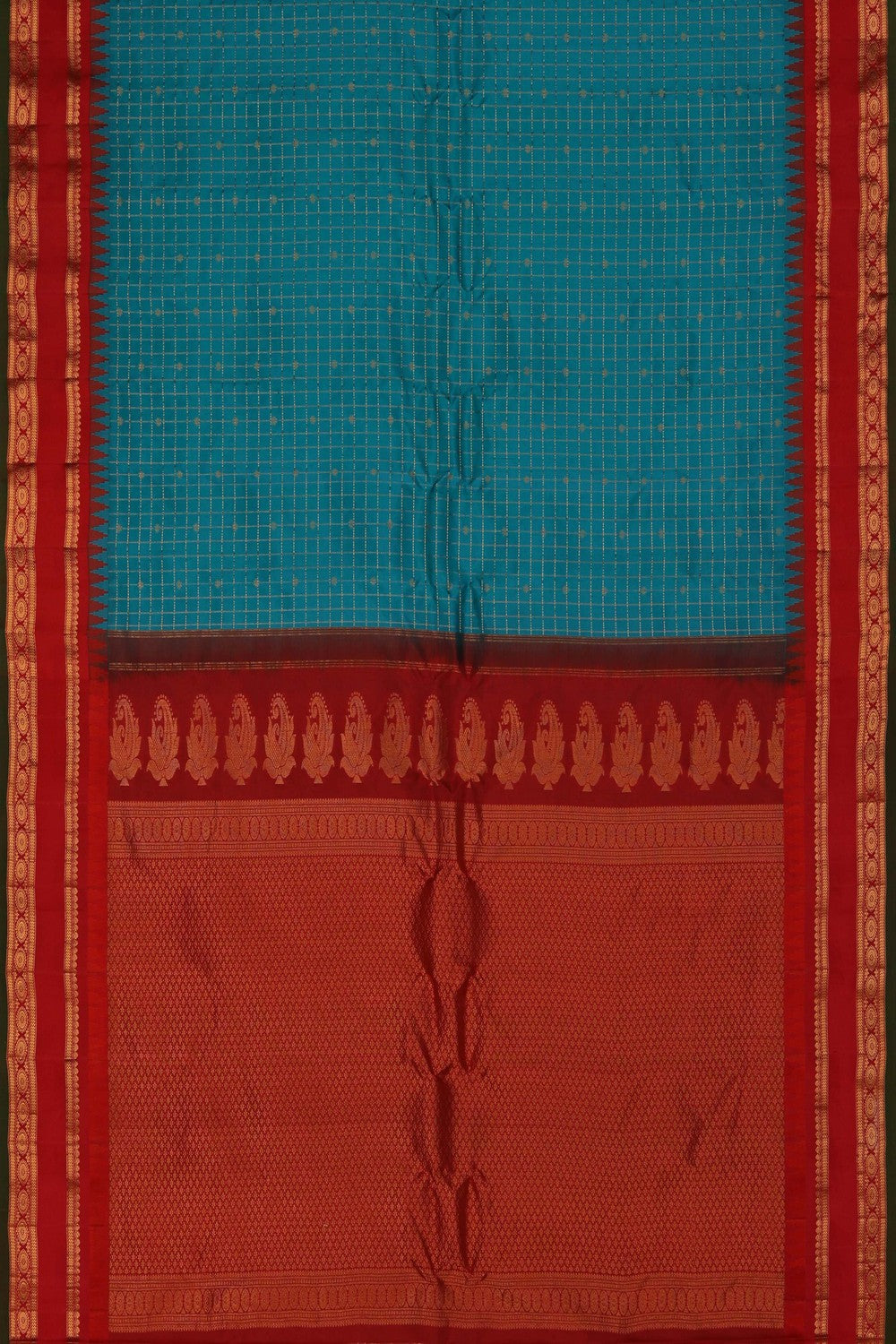 Image of Gadwal Silk Blue Saree