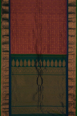 Image of Gadwal Silk Brown Saree