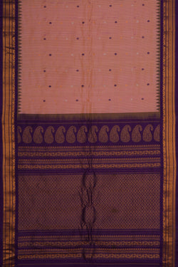 Image of Gadwal Silk Kattam Peach Saree