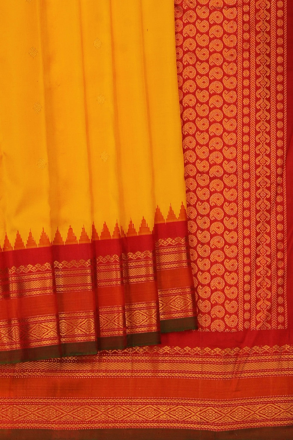 Image of Gadwal Silk Yellow Saree