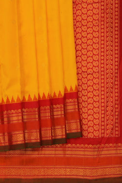Image of Gadwal Silk Yellow Saree