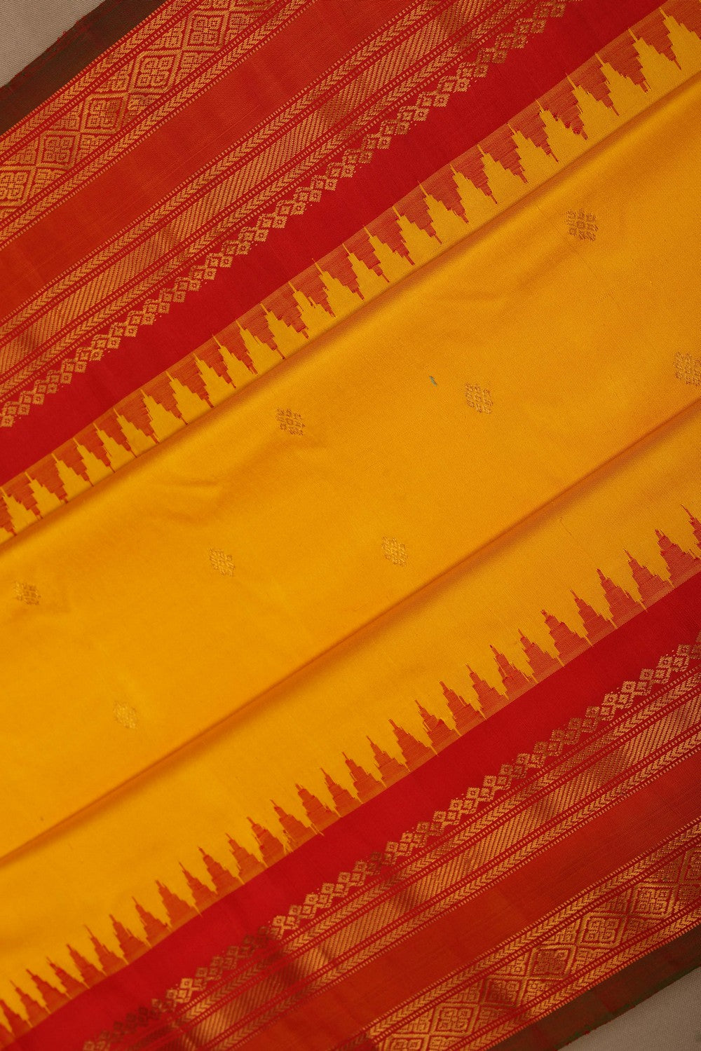 Image of Gadwal Silk Yellow Saree