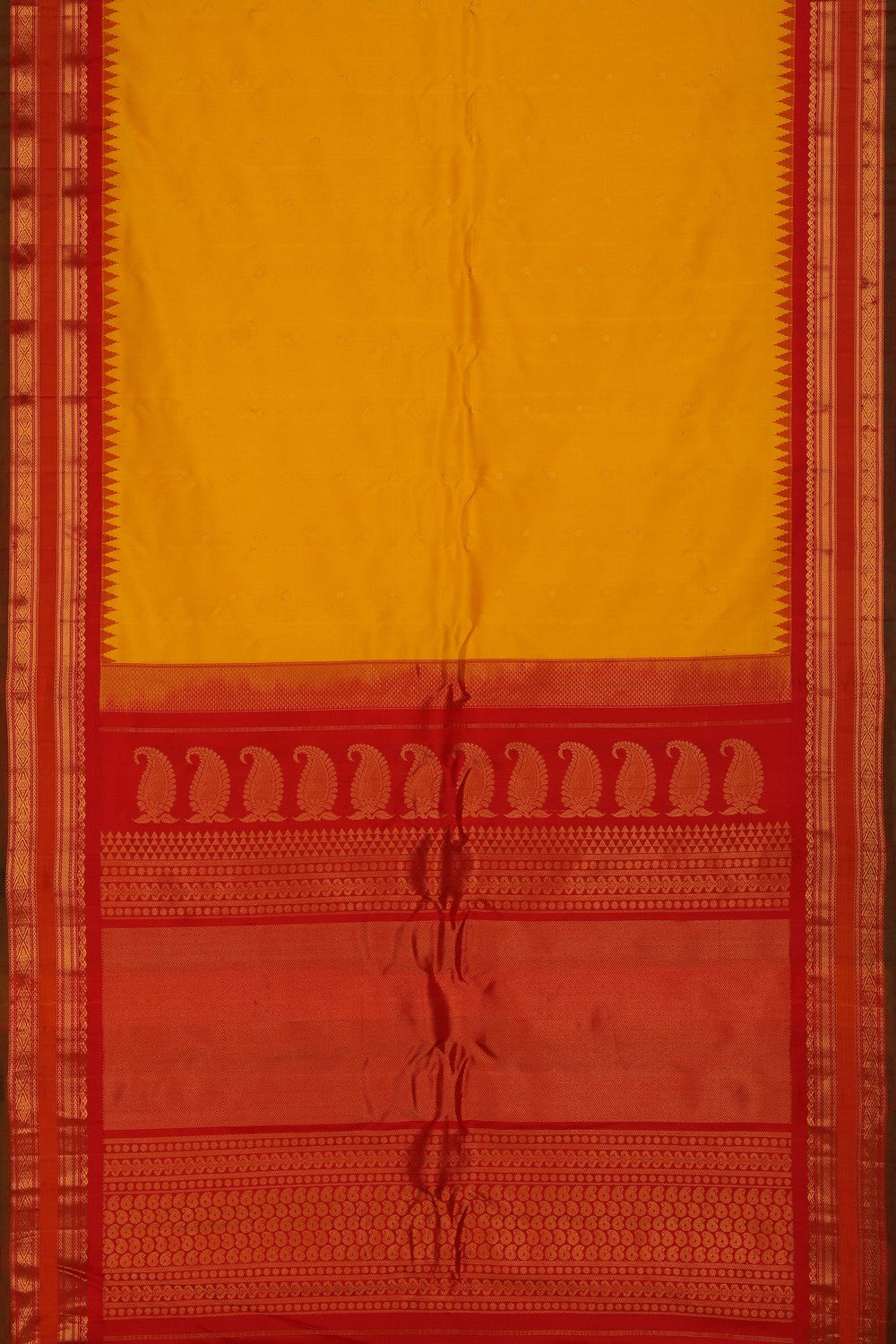 Image of Gadwal Silk Yellow Saree