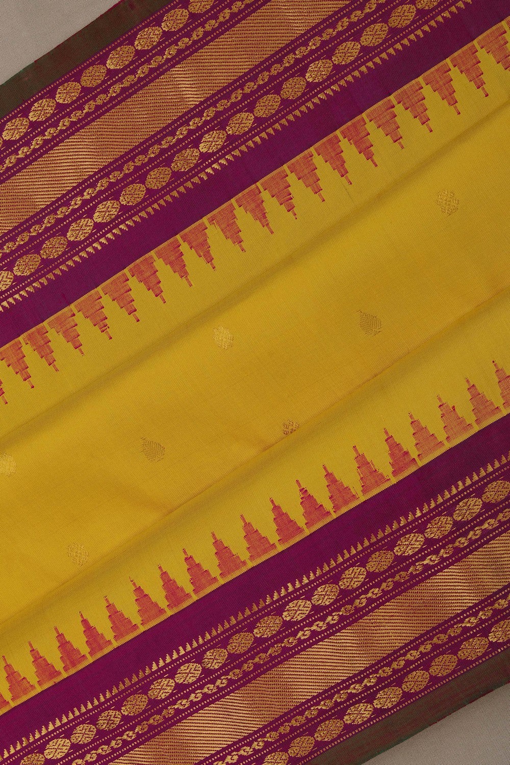 Image of Gadwal Silk Yellow Saree