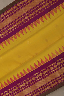 Image of Gadwal Silk Yellow Saree