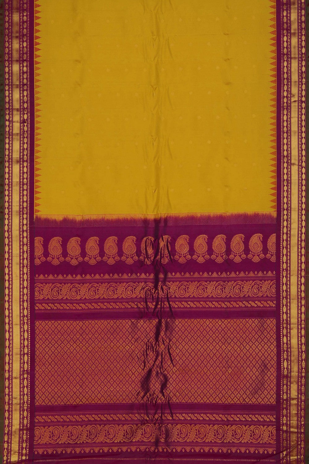Image of Gadwal Silk Yellow Saree
