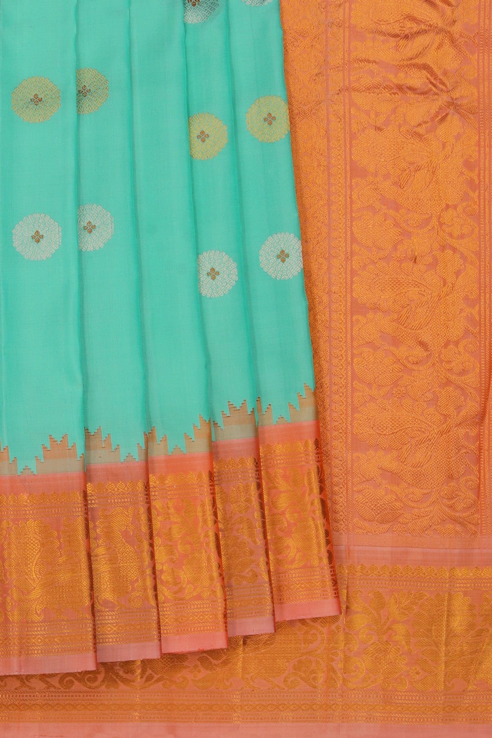 Image of Gadwal Silk Sea Green Saree