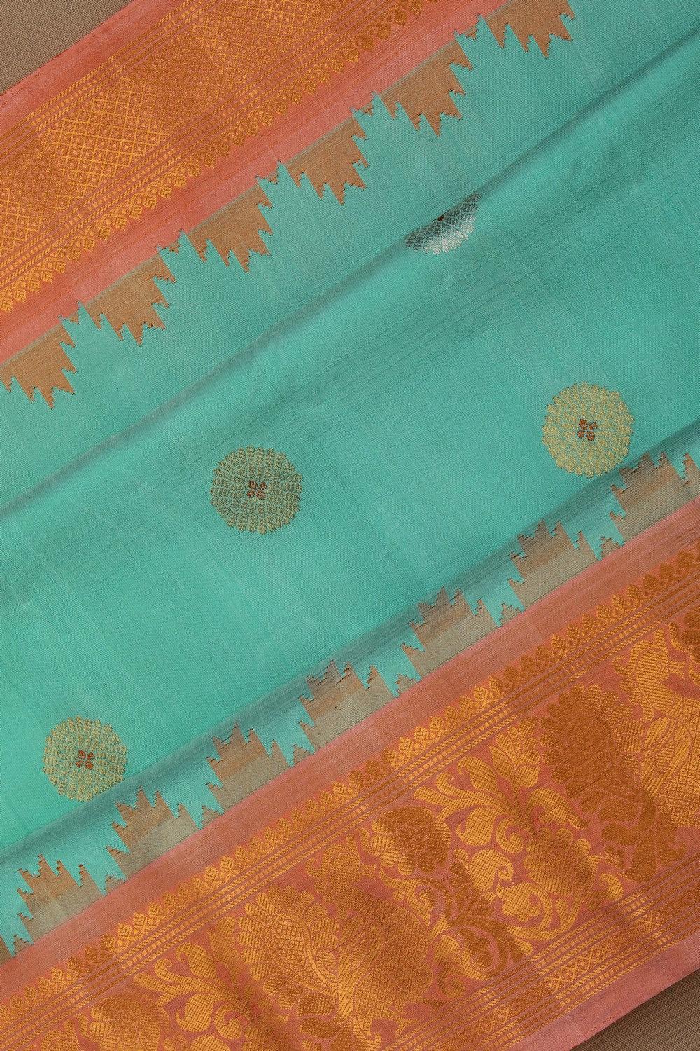 Image of Gadwal Silk Sea Green Saree