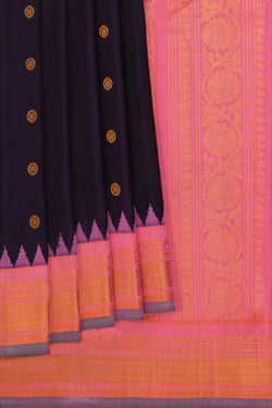 Image of Gadwal Silk Navy Blue Saree