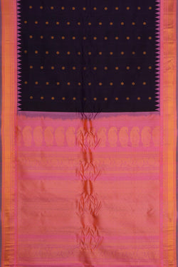 Image of Gadwal Silk Navy Blue Saree