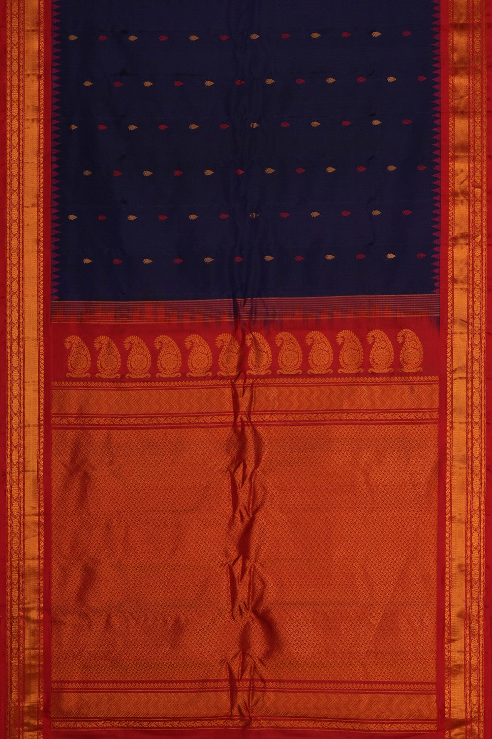 Image of Gadwal Silk Navy Blue Saree