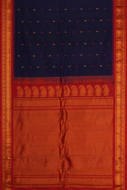 Image of Gadwal Silk Navy Blue Saree